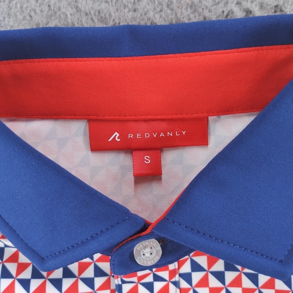 Redvanly PUREpoly Polo Shirt Mens Small Blue Geometric Golf R2424-Cowley - Picture 7 of 16